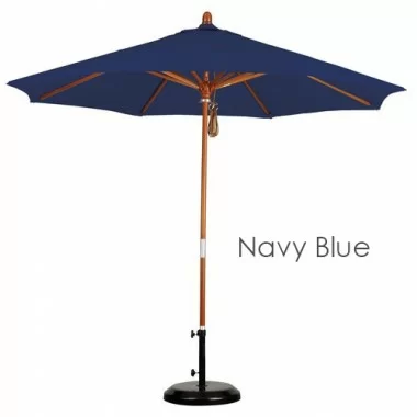 California Umbrella 9' Wood Market Umbrella Pulley Open Marenti Wood - Olefin