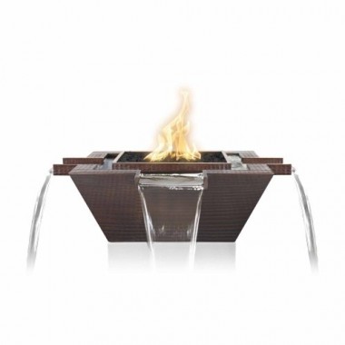The Outdoor Plus Maya Hammered Copper Fire & Water Bowl - 4-Way Spill