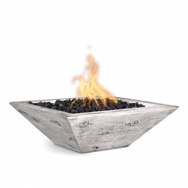 The Outdoor Plus Maya Wood Grain Fire Bowl Ivory