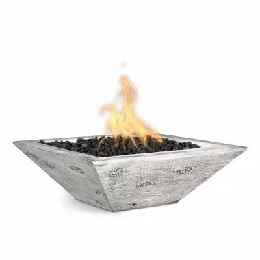 The Outdoor Plus Maya Wood Grain Fire Bowl Ivory