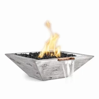 The Outdoor Plus Maya Wood Grain Fire and Water Bowl Ivory 
