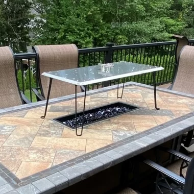 AZ Patio Heaters Heat Warden Rectangle Fire Pit Heat Deflector in Stainless Steel - Lifestyle