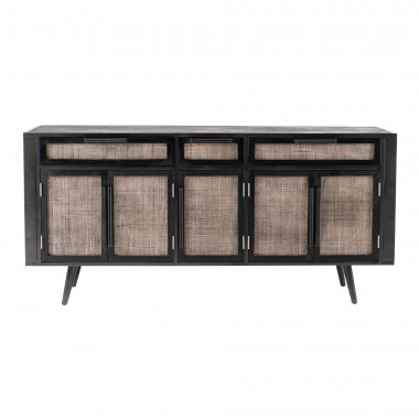 Nova Solo Nordic Mindi Rattan Buffet with 5 Doors, 3 Drawers - Front Angle