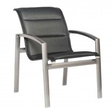 Woodard Metropolis Padded Sling Stacking Dining Armchair - Angled