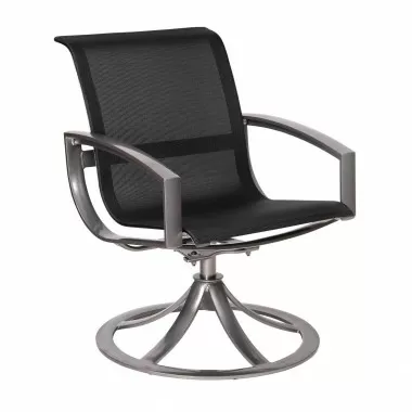 Woodard Metropolis Sling Swivel Dining Armchair - Angled