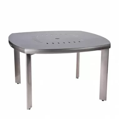 Woodard Metropolis Square Round Dining Umbrella Table - Angled