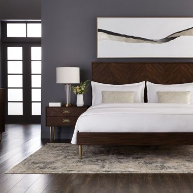 Sunpan Greyson Nightstand in Smoke Acacia - Lifestyle