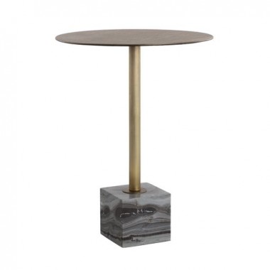 Sunpan Kata Bar Table in Grey Marble - Front Angle