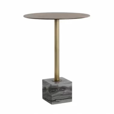 Sunpan Kata Bar Table in Grey Marble - Front Angle