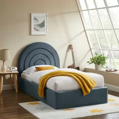Modway Solana Arched Performance Velvet Twin Platform Bed Blue