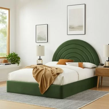 Modway Solana Arched Performance Velvet Full Platform Bed Green