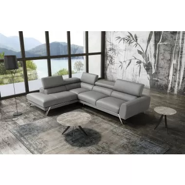 J&M Furniture Mood Grey Leather Sectional