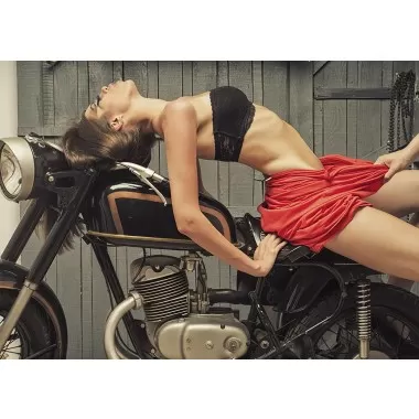 J&M Furniture Acrylic Wall Art Motorcycle Woman