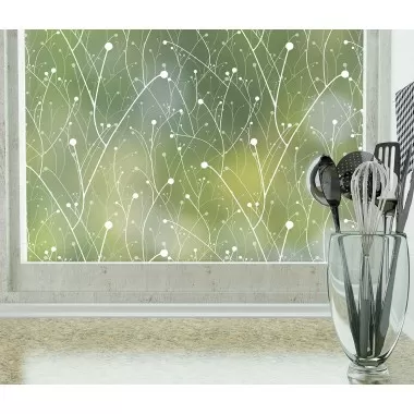 Odhams Press Willow Frosted Non-Adhesive Decorative Window Film - Privacy Cling Film
