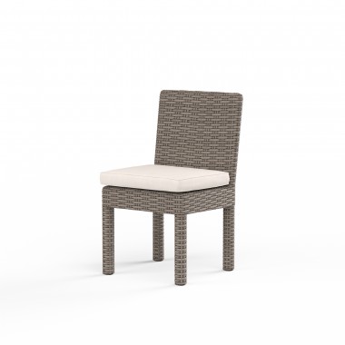 Coronado Armless Dining Chair in Canvas Natural w/ Self Welt - Front Side Angle