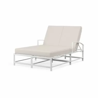 Bristol Double Chaise in Canvas Natural w/ Self Welt - Front Side Angle