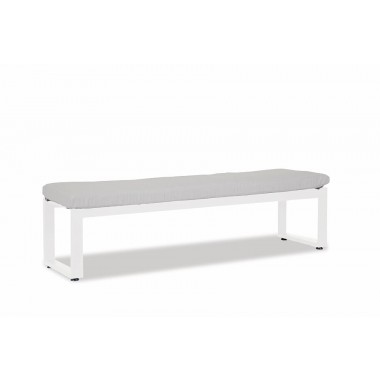 Newport Dining Bench in Cast Silver, No Welt - Front Side Angle