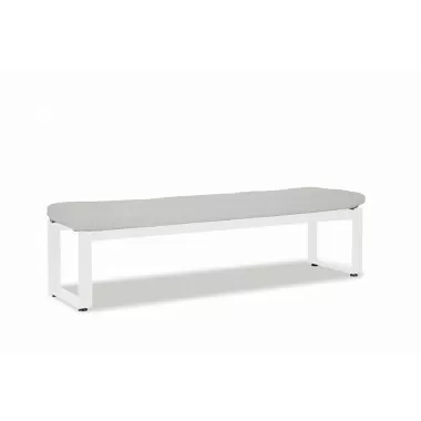 Newport Dining Bench in Cast Silver, No Welt - Front Side Angle
