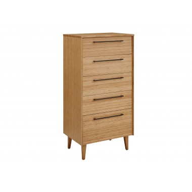 Greenington Sienna Five Drawer High Chest, Caramelized - Front Side Angle
