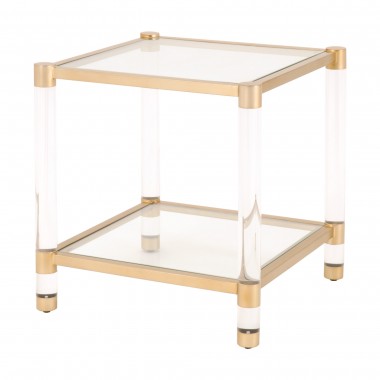 Nouveau End Table - Brushed Brass - Front Side Angle