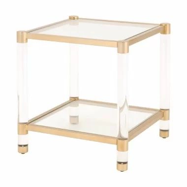 Nouveau End Table - Brushed Brass - Front Side Angle