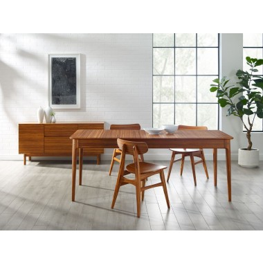 Greenington Erikka 110" Double-Leaves Extensible Dining Table, Amber, Lifestyle