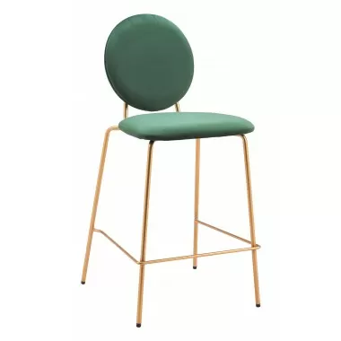 Odessa Counter Stool in Green & Gold- Front view 1