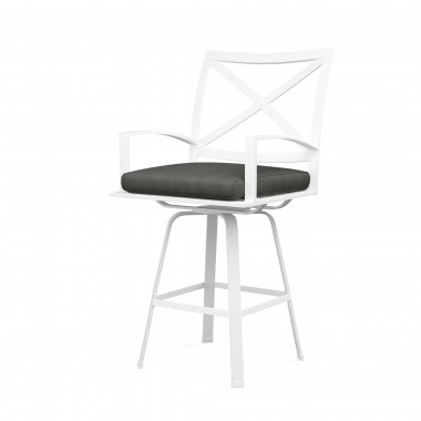 Bristol Swivel Counter Stool in Spectrum Carbon w/ Self Welt - Front Side Angle