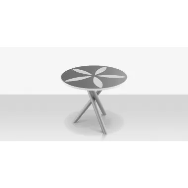 DecoScapes Organic Sand Dollar 42" Diameter Dining Table in Kessler Silver Frame - Top Angled