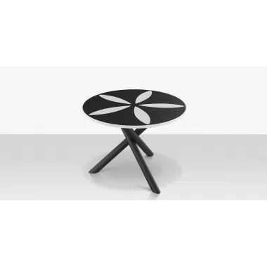 DecoScapes Organic Sand Dollar 48" Diameter Dining Table in Tex Black Frame - Top Angled