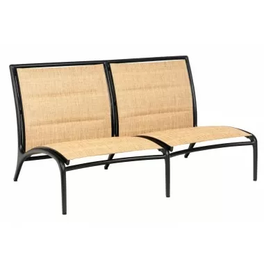 Woodard Orion Padded Sling Armless Love Seat - Low Seat - Angled