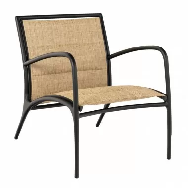 Woodard Orion Padded Sling Lounge Chair with Arms - Angled