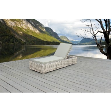 Outsy Anna 79 X 31.5 Inch Outdoor Wicker Aluminum Frame Sun Lounger in White and Grey - Lifestyle Main