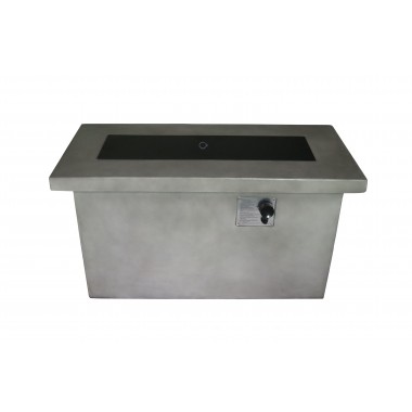 Crawford and Burke Arabba Grey Cement Rectangular Gas Fire Pit Table, Frontview