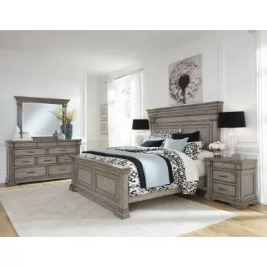 Pulaski Furniture Madison Ridge Queen Panel Bed in Heritage Taupe - Lifestyle 2