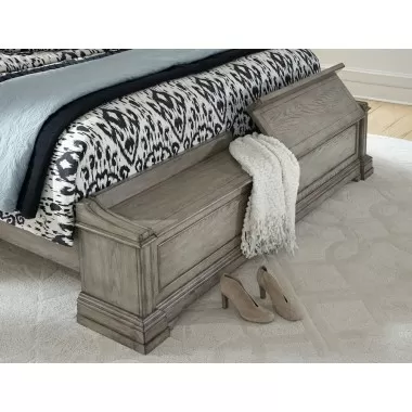 Pulaski Furniture Madison Ridge King Panel Bed in Heritage Taupe - Footboard Lifestyle