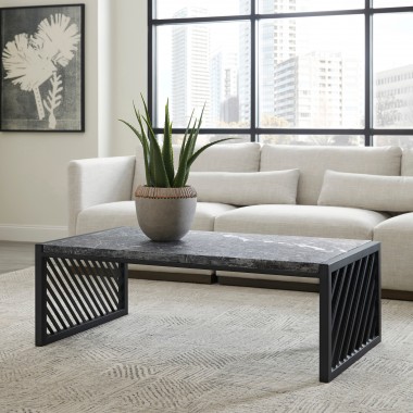 Pulaski Furniture Modern Industrial Stone Top Cocktail Table Room View