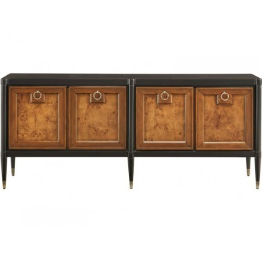 4-Door Mid-Century Modern Console with Shelves-front