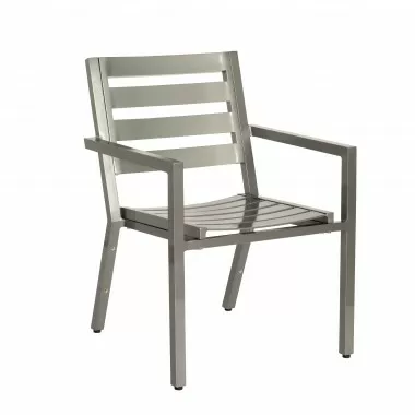 Woodard Palm Coast Slat Dining Armchair - Stackable - Angled