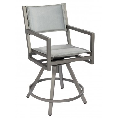 Woodard Palm Coast Padded Sling Swivel Counter Stool With Arms - Angled