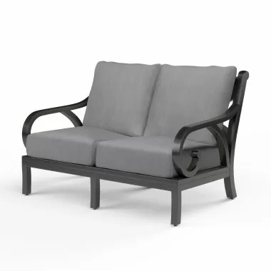 Monterey Loveseat in Canvas Granite w/ Self Welt - Front Side Angle