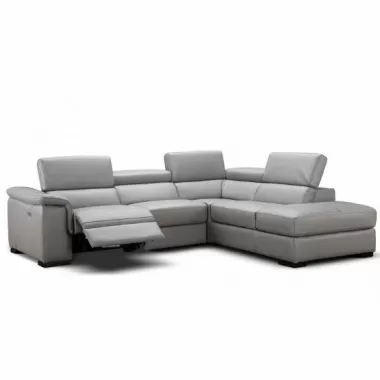 J&M PERLA PREMIUM LEATHER SECTIONAL IN LIGHT GREY 001