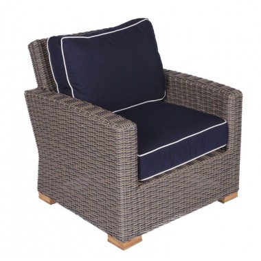 Sanibel Wicker Deep Seating Club Chair - Navy