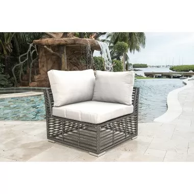 Panama Jack Outdoor Graphite Modular Corner Unit with Cushions