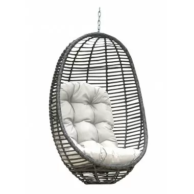 Panama Jack Outdoor Graphite Woven Hanging Chair with Cushion