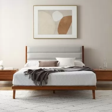 Greenington Mercury Upholstered Queen/Eastern King Platform Bed, Amber - Lifestyle