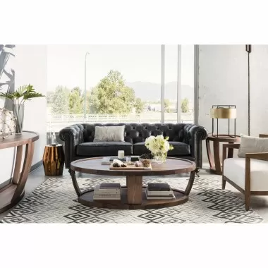 Moe's Home Collection Birmingham Sofa in Onyx Black Leather - Lifestyle