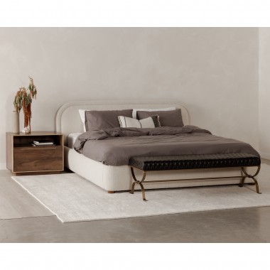 Moe's Home Collection Teatro Bench Onyx Black Leather - Lifestyle