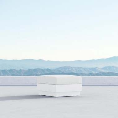 Azzurro Living Porto Ottoman With Matte Aluminum Frame And Pearl Gray All-Weather Rope - Lifestyle