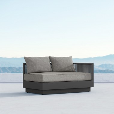 Azzurro Porto Left Arm Sofa In Matte Charcoal Aluminum Frame And Ash All-Weather Rope - Lifestyle